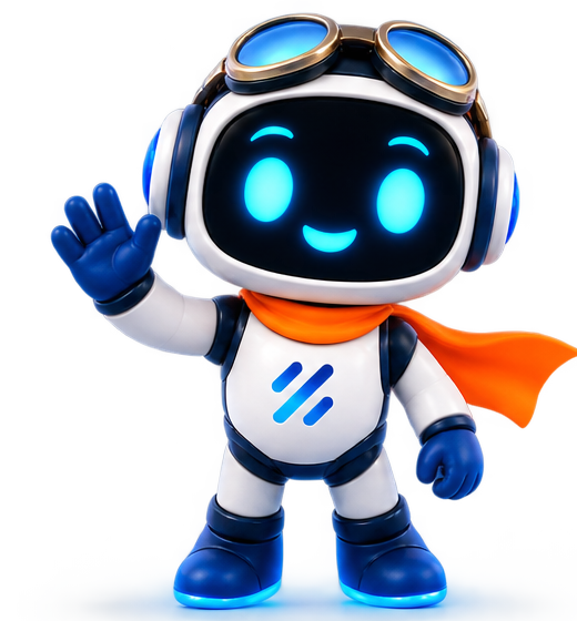 Zippy the robot co-pilot waving